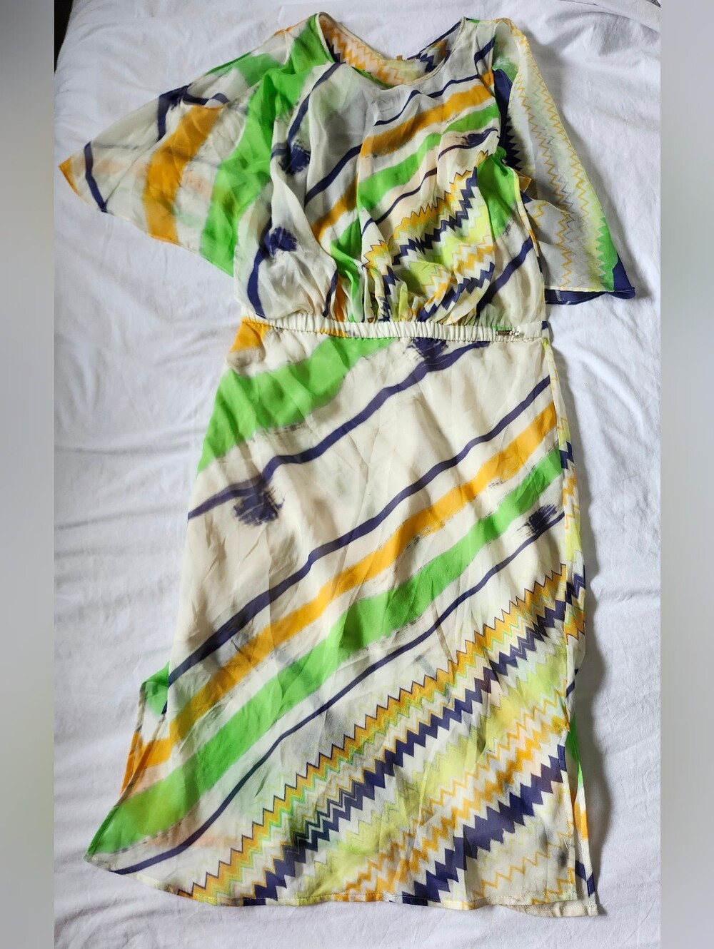 Miss Sixty Silk Asymmetrical Off The Shoulder Dress
